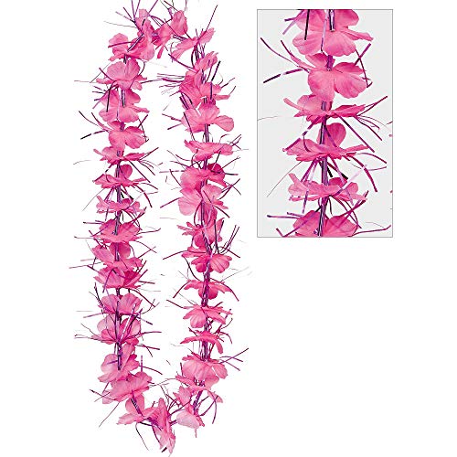 Deluxe Pink Tinsel Plastic Lei - 40" (1 Pc) - Perfect for Tropica...