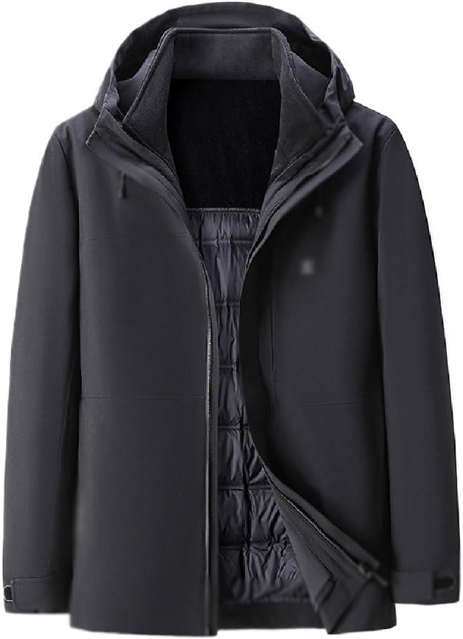 VIDI Men's Down Jacket Goose Hooded Standing Collar Warm Cold Weather