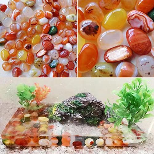 Image of 200 Pcs Mixed Agate Stone Tumbled Stones, Natural Bulk Assorted Tumbled Polished Stones Healing Crystal Set, Succulents Bedding, Vase Filler, Landscape Bottom Decoration - Stone Size About 10MM-15 MM