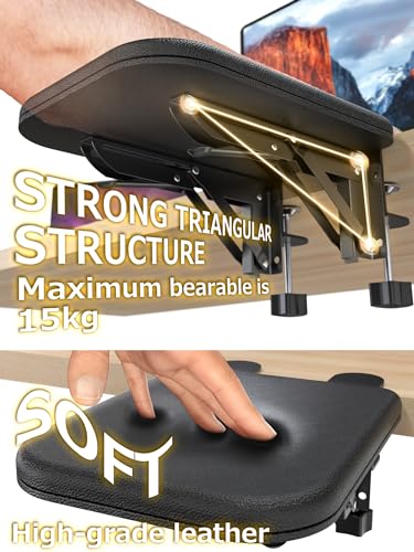 NODOCA Arm Rest for Desk, Ergonomics Wrist Rest, Desk Extender, Soft Sponge Built-in, Comfortable Arm Support for Desk, Wrapped in Eco-Friendly Leather, Foldable Elbow Rest for Desk - Image 6