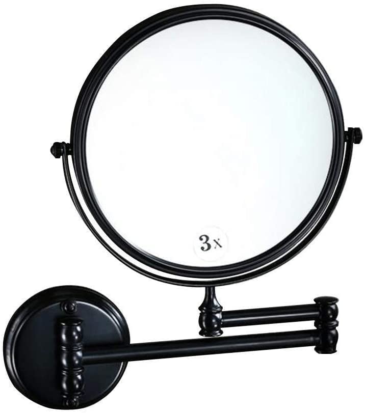 Miroir de maquillage noir extensible pour corriger les défauts d'éclairage et de recul
