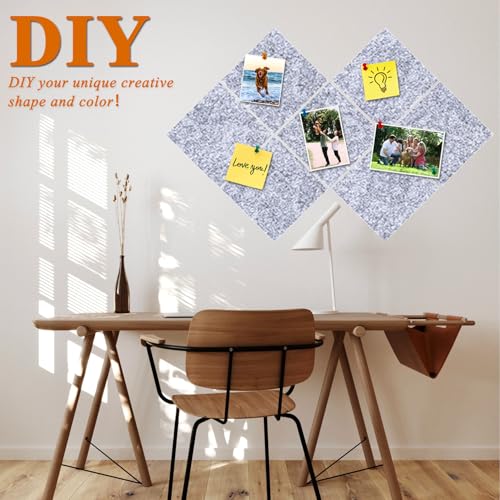 HULAVO Square Felt Cork Bulletin Board Tiles, Self Adhesive DIY Felt Pin Board for Wall 30" x 20" with 35 Pushpins for Office School Home Wall Decor Stickers Memos Photos Display (Light Grey) — view 3