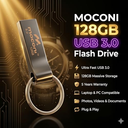 Image of Speed Pro Plus USB Flash Drive 3.0, 128GB, Read Speed 120MB /s, Write Speed 60MB /s, Metal with Key Ring 5 Years Warranty (128, GB)