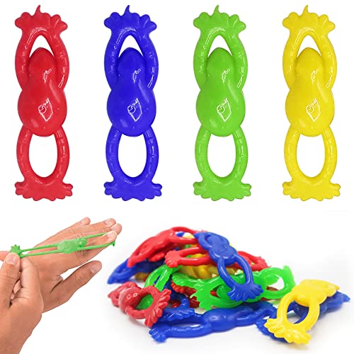Dazzling Toys Stretchable Flying Slingshot Frogs, 3.5" Toy Prank Holiday Party Favor Halloween Trick or Treat Stocking Stuffer â€¦ (Multicolored, 24 Pack)