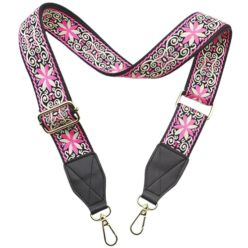 Image of Purse Strap,1.5 inch Leather End Shoulder Strap Adjustable Replacement,Retro Multi-Pattern Crossbody Bag Straps