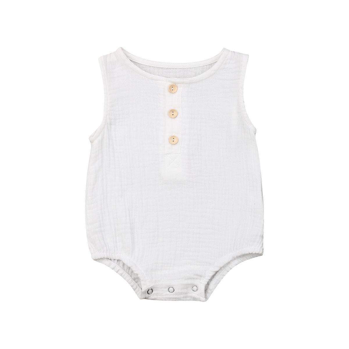 Organic Cotton Newborn Infant Baby Girl Sleeveless Plain Bodysuit Rompers Outfit One Piece Sunsuit Summer Clothes