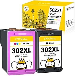 CMYBabee Remanufactured for HP 302XL 302 Ink Cartridges Replacement for HP DeskJet 1110 2130 3630 Envy 4520 4522 4523 4524 Officejet 3830 3831 4650 4652 4654 5220 5230 (1 Black 1 Color)