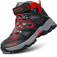 VITIKE Kids Snow Boots Outdoor Winter Walking Boots Trekking Boots,32 Black Red,13 UK Child
