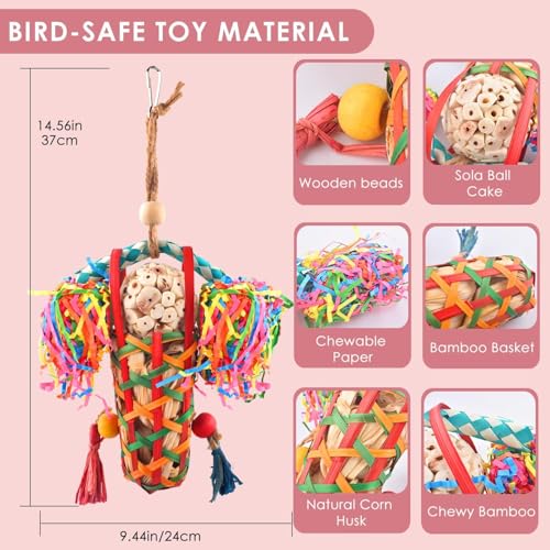 Image of KUTKUT Bird Toys Parakeet Toy Cockatiel Shredding Toys Conure Foraging Sola Toys for Conure Cockatiel Parakeet Lovebird Small to Medium Birds