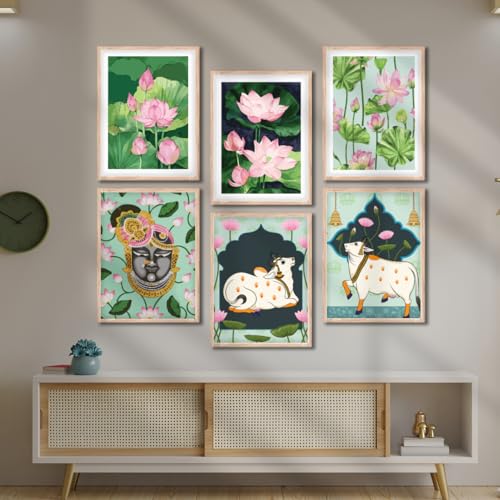 Image of NoWorries Gond Art Wall Paintings | Set of 6 Traditional Indian Art Posters with Synthetic P.S. Moulding Frame - Framed Wall Decor for Living Room & Home Decoration (13x17 Inch, ART ATTACK-2)
