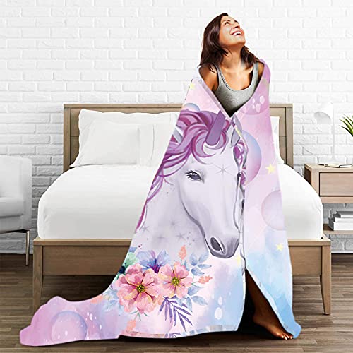 Unicorn Blanket,Unicorn Gifts For Girls,Kids Blankets For Girls,Rainbow Cute Fuzzy Soft Cozy Warm Sherpa Throw Blanket For Kids Girls Women, 50" X 60" #TOP6
