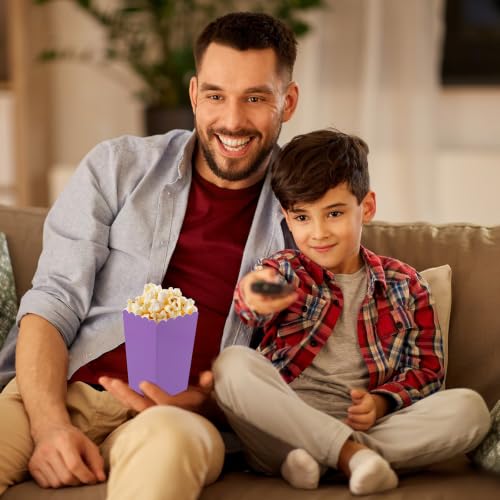 Image of 50 Pcs Popcorn Boxes Mini Paper Popcorn Box Cardboard Popcorn Container for Party Disposable Snack Candy Popcorn Bags Popcorn Holder for Movie Nights Birthday Wedding (Purple)