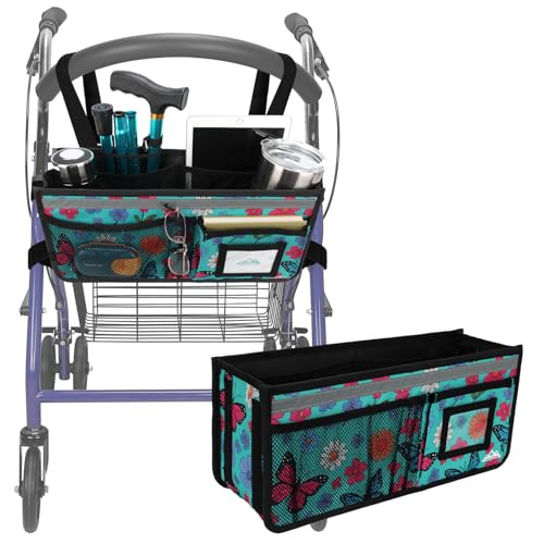 supregear Rollator Basket Rollator Walker Bag w/Cup Holder Foldable Rolling Walker Waterproof Storage Pouch with Big Capacity and Never Tipping Over Easy to Use Accessories for Seniors