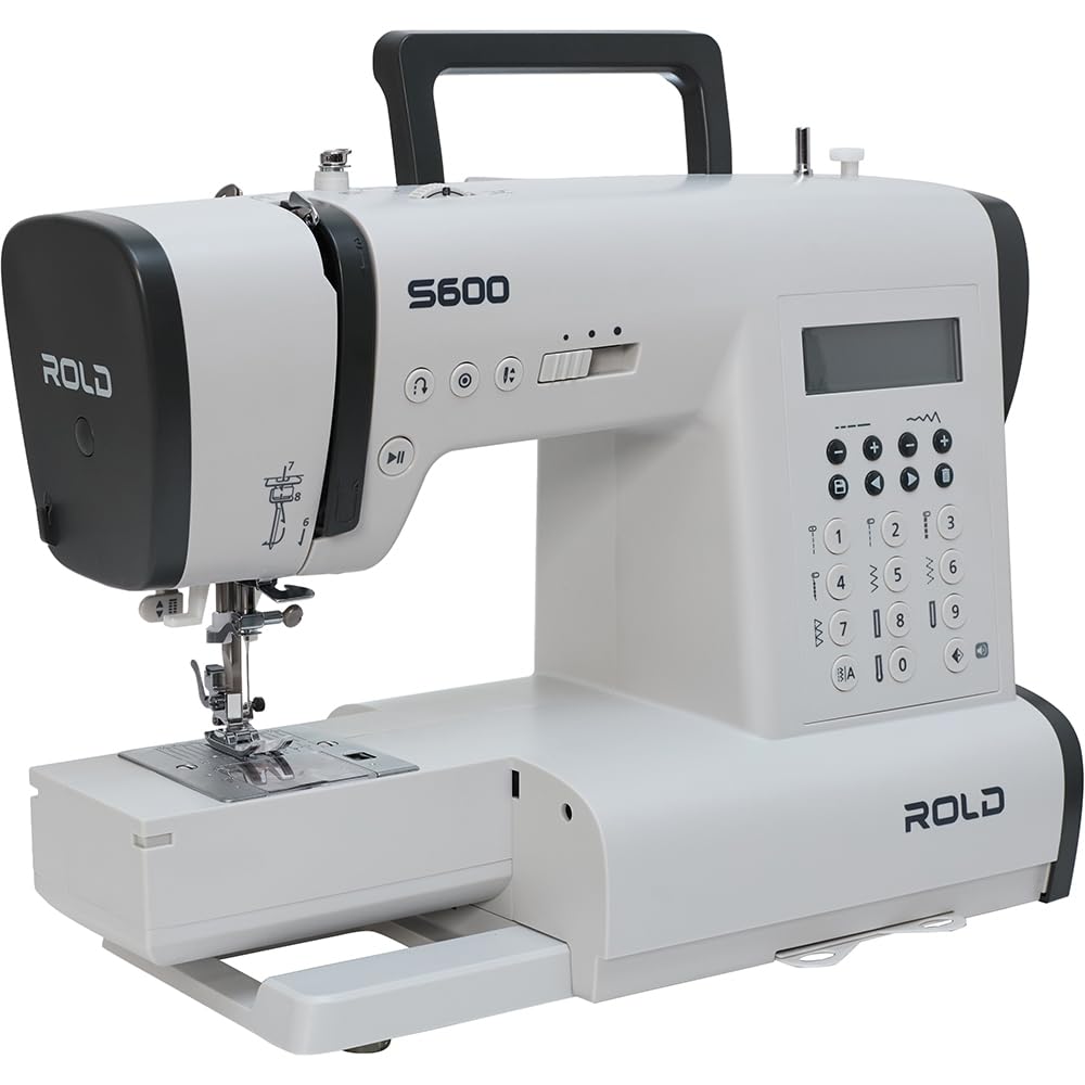 ROLD S600 Computernähmaschine – 197 Stichprogramme, 7 automatische Knopflöcher, Horizontalgreifer, automatischer Nadeleinfädler & Start/Stopp-Taste | Metallrahmen & LED-Beleuchtung