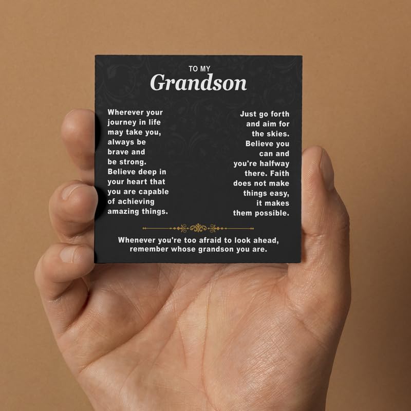 To My Grandson Cross Necklace Birthday Gifts From Grandma Present For Grandson From Grandmother To My Grandsons Necklace From Grandparents with Message Card and Gift Box4