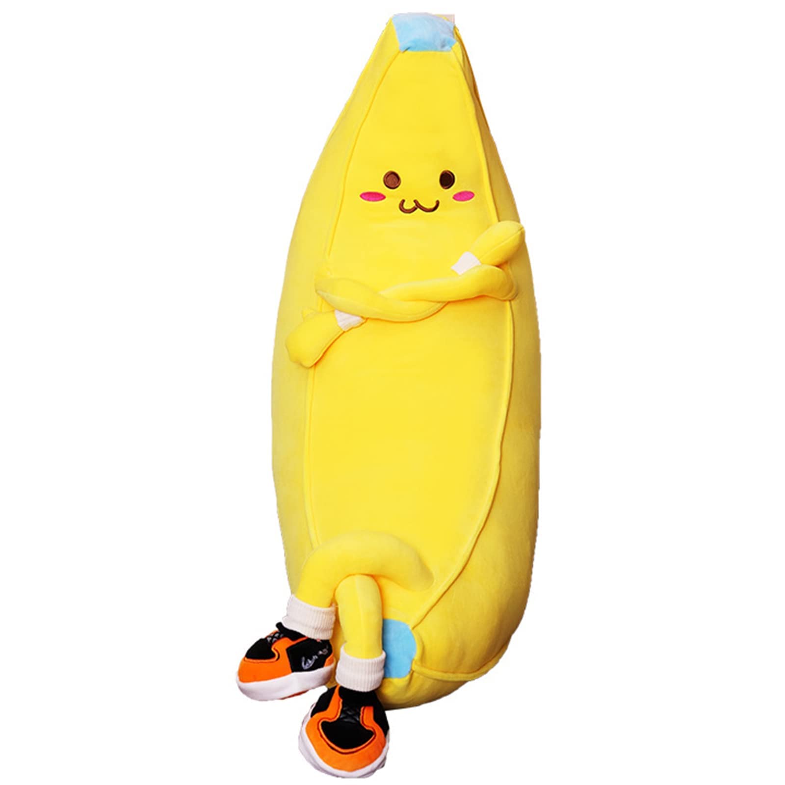 Banana Stuffed Animal Cute Fruit Plushie Hugging Pillow Long Plush Toys Sleeping Doll Gift for Birthday Valentine Christmas