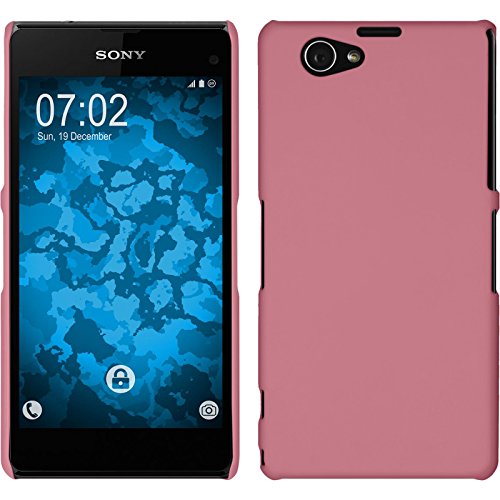 PhoneNatic Funda Rígida Compatible con Sony Xperia Z1 Compact   Goma Rosa   Cover Cubierta + Protector de Pantalla