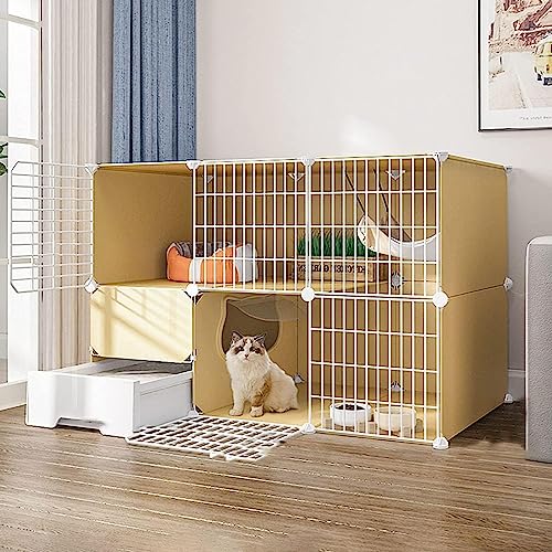 Cage pour chinchilla et chaton avec bac à litière | Espace de jeu sécurisé et modulable