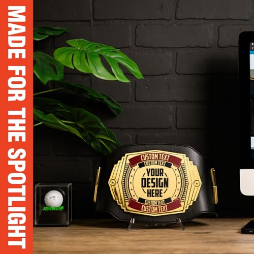 Ultimate 2lb Custom Championship Trophy Belt - Gold Plates | Black Leather4