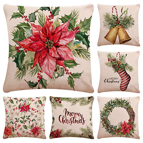 Faylapa - Juego de 6 Fundas de Almohada Decorativas de Lino y algodón, 45 x 45 cm (Solo Funda)