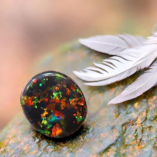 3,10 Karat loser Edelstein, australischer schwarzer Opal, mit mehrfarbigem Feuer, für Ringanhänger und Armband, natürlicher unbehandelter Stein, Unisex, originalzertifiziert