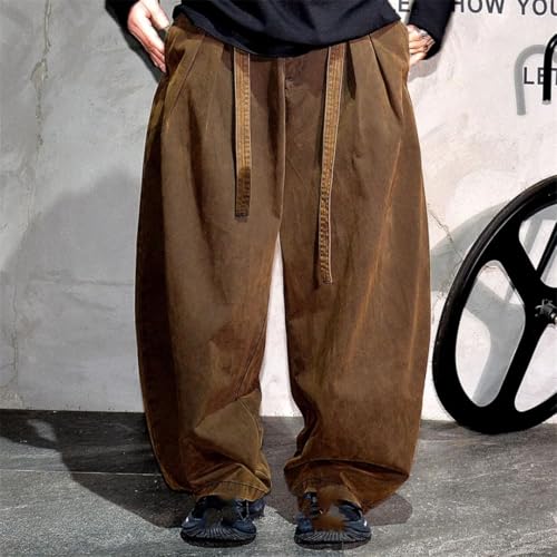 Men’S Trendy Cityboy Loose Fit Baggy Washed Harem Denim Pants Full Length Button Fly Hip Hop Streetwear Casual Trousers3