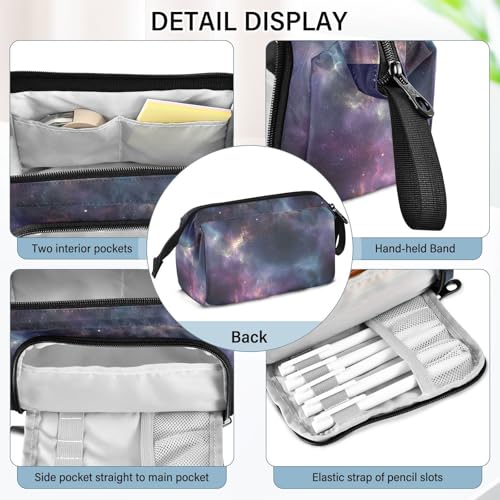 Image of Cool Galaxy Pencil Bag Pencil Case for Teen Boy Girl, Big Capacity Pen Bag Zipper Pencil Pouch with Handheld Aesthetic Pencil Pouch with Print School Office Pencils Stationery