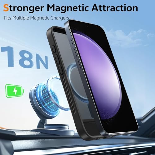 Image of KARWAN️Ultra Hybrid Matte Back Cover Case Compatible with Stand Magnetic for Samsung Galaxy S24 | Mag-Safe Wireless Charging | Camera Bump Protection -(Black)