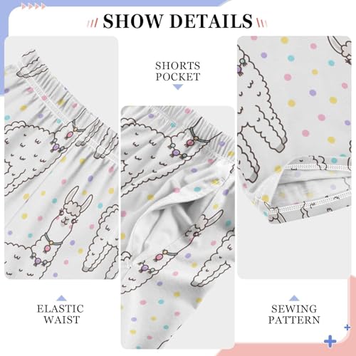 ZZXXB Llama Colorful Polka Dot Boys Long Pants Soft Trousers Elastic Waist Kids Lounge Bottoms with Pockets S-XL4