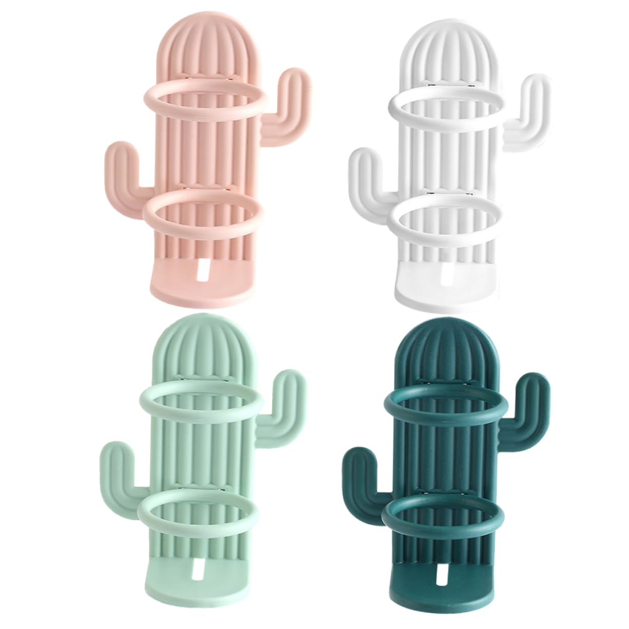 Cabilock Organizador De Pared para Cepillos De Dientes Forma De Cactus Soporte para Cepillo De Dientes Espacio Verde Rosa Verde 4 Piezas X 4