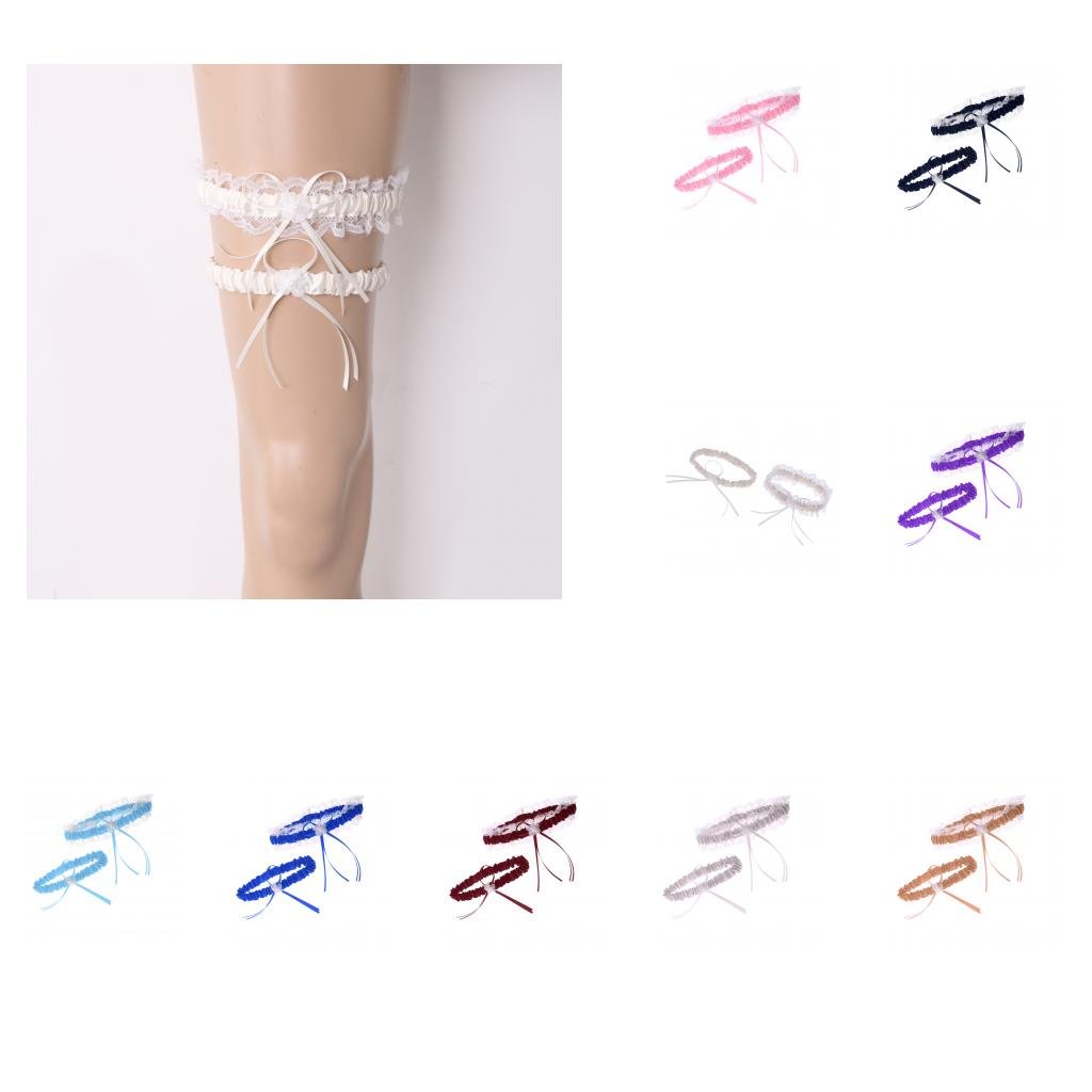 THE STYLE SUTRA® Vantage Lace Bride Garter Set Pears Bow Belt Garter for Wedding Navy Blue - Image 2 thumbnail