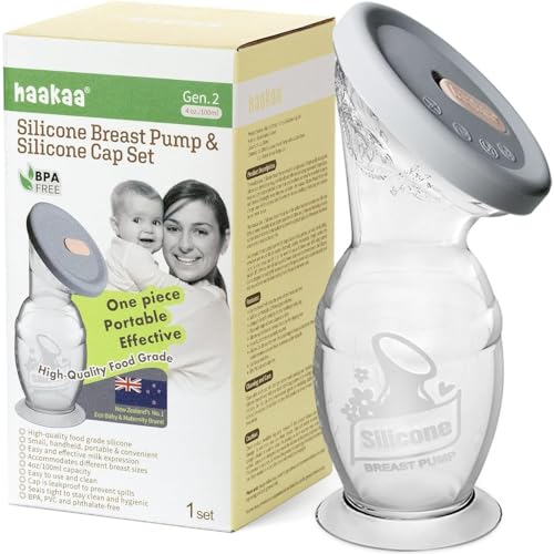 Image of Haakaa Manual Breast Pump with Base 4 Fl Oz/100ml+Lid