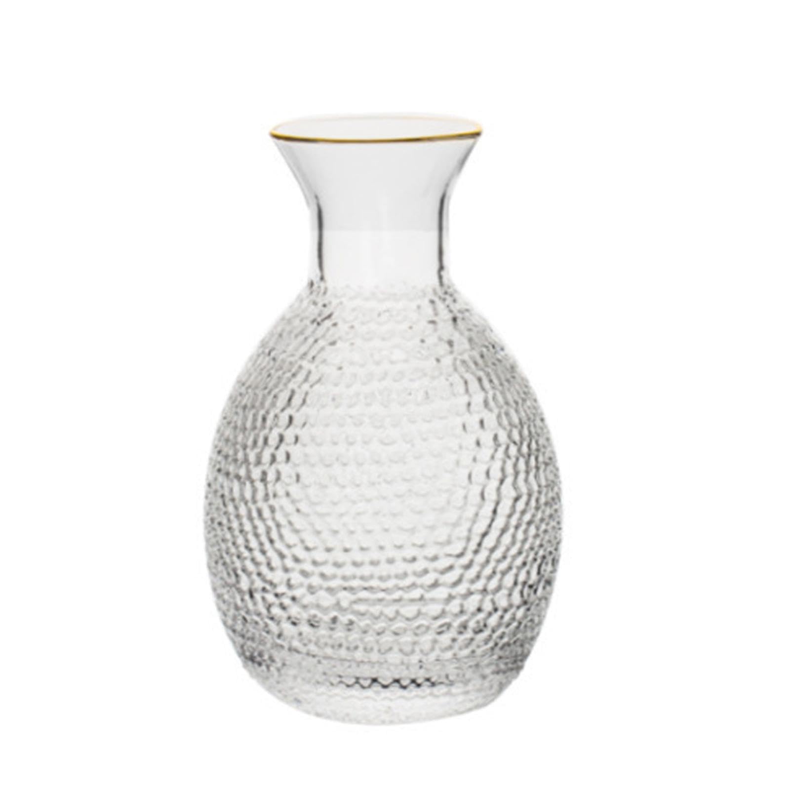 Sake Set Aus Glas, Sake Kanne mit 4 Bechern, Modisches, Multifunktionales Und Robustes Weinwärmer Set für Den Heimgebrauch, Ideal für Buffets, Goldrand