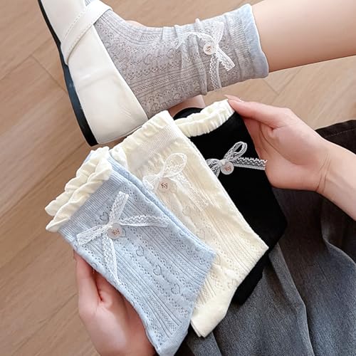 Image of Women's Cute Crew Socks, Casual Athletic Cotton Bowknot Cherry Calf Novelty Socks for Women