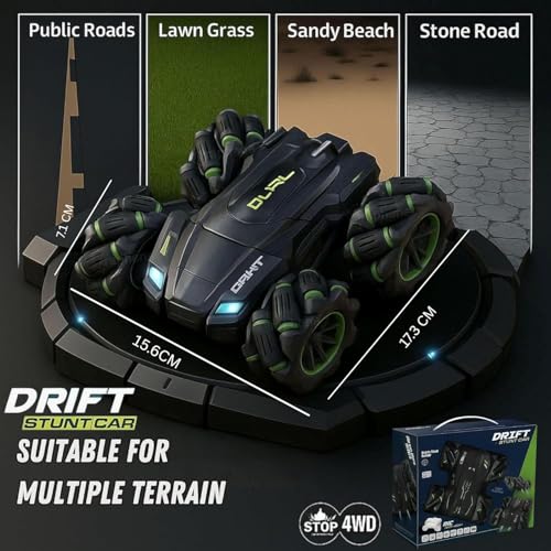 Image of The Flyers Bay 4X4 Remote Control Drift Stunt Car 4WD Racing RC Car 360 Rotating Dual Sided Climbing High-Speed Tumbling Cross-Country Battle Off Road Rechargeable Adults Boy Girl (Drift Stunt CAR)