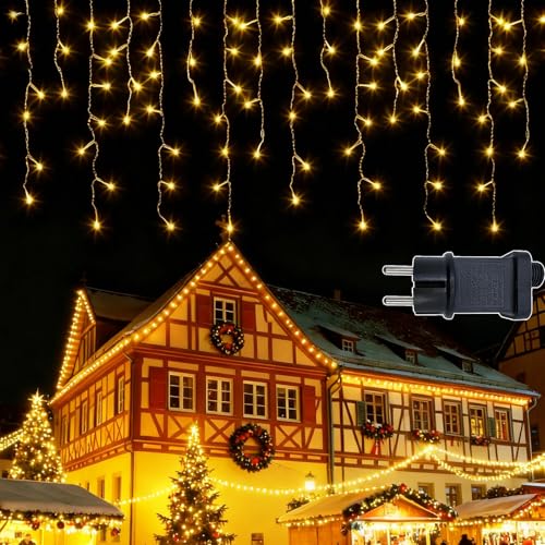 Guirlande Stalactite LED 15m blanc chaud IP44 pour grand balcon
