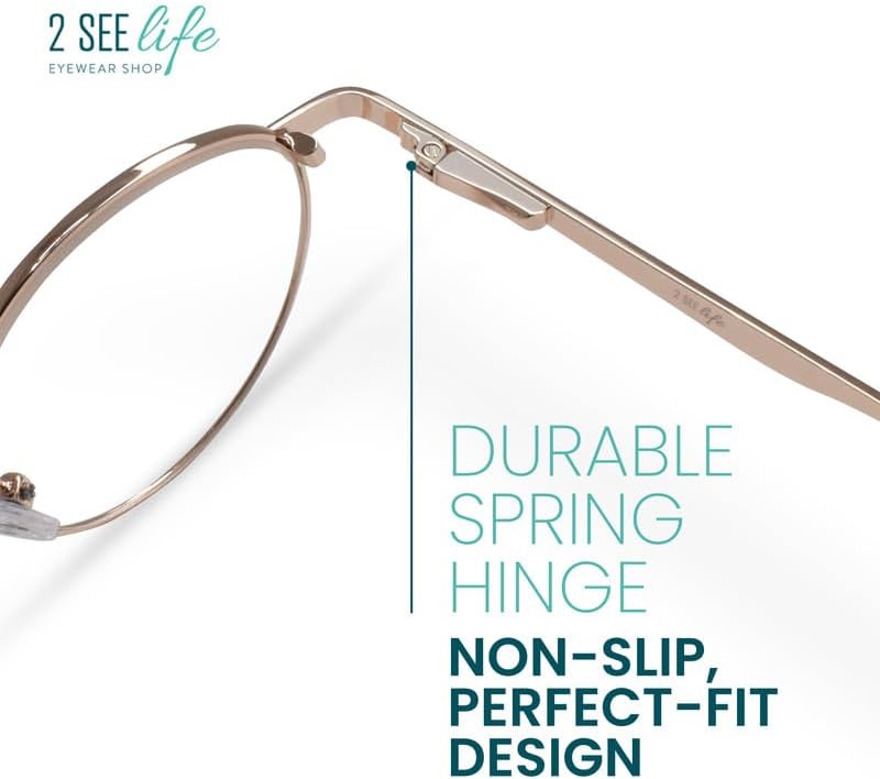 Miniatura 6 de Lentes de lectura con borde de metal dorado para hombres y mujeres para lucir modernos con visión clara, lectores duraderos para mujeres y hombres,