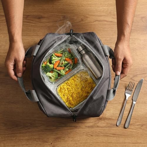 Image of Wooum 7.5L Thermal Insulated Lunch Bag for Office Men Women Large Tiffin Bag with Bottle Holder Food Bag Insulated Lunch Box Carry Bag