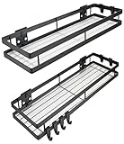 YSHIHE Spice Rack Organizer Wall Mounted 2 Pack, Kitchen Bathroom Storage Shelf,Black Matte