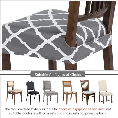 Image of SearchI Dining Chair Seat Covers Set of 8, Rear Covered, Grey