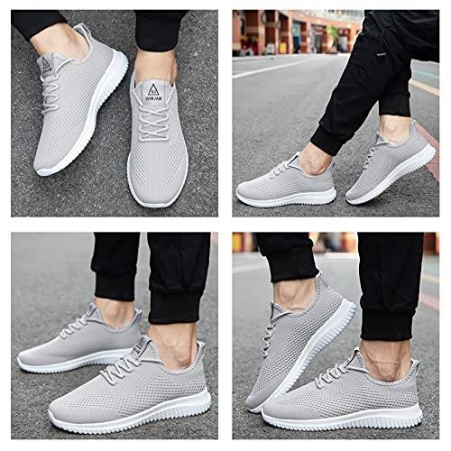 Image of VAMJAM Men's Running Shoes Ultra Lightweight Breathable Walking Shoes Non Slip Athletic Fashion Sneakers Mesh Workout Casual Sports Shoes, Lightgrey015, 6.5