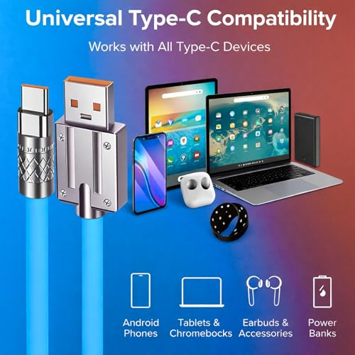 Image of Umake USB-A to Type-C Cable, 100W Fast Charging, 480Mbps Data Sync, Silicone Strong Build, Metal Connector, Compatible with Samsung Galaxy S24 /S23 & USB-C Devices (1 meter)