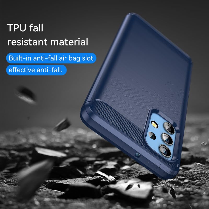 Image of Hybrid Carbon Fiber Back Case for Samsung Galaxy A32 4G (Blue)