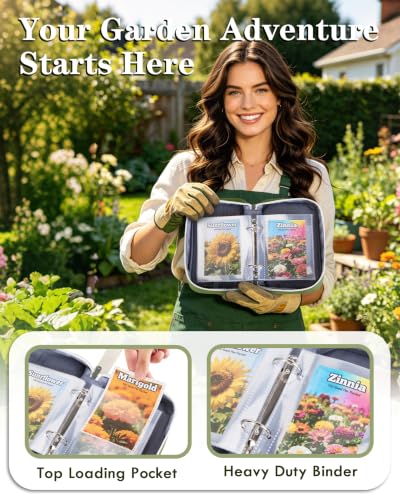 Seed Storage Organizer with 20 Clear Sleeves, 10 PCS Seed Envelopes - Image 2