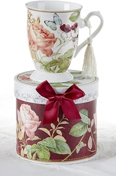 Delton Porcelain Mug in Gift Box، Burg Peony