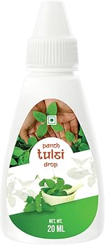 First Bud Organics Tulsi Drop Panch Extract for Immunity with Goodness of Tulsi| Rama Tulsi Shyama Tulsi Vana Tulsi and Nimbu Tulsi 0.7 Ounce Pack of 1