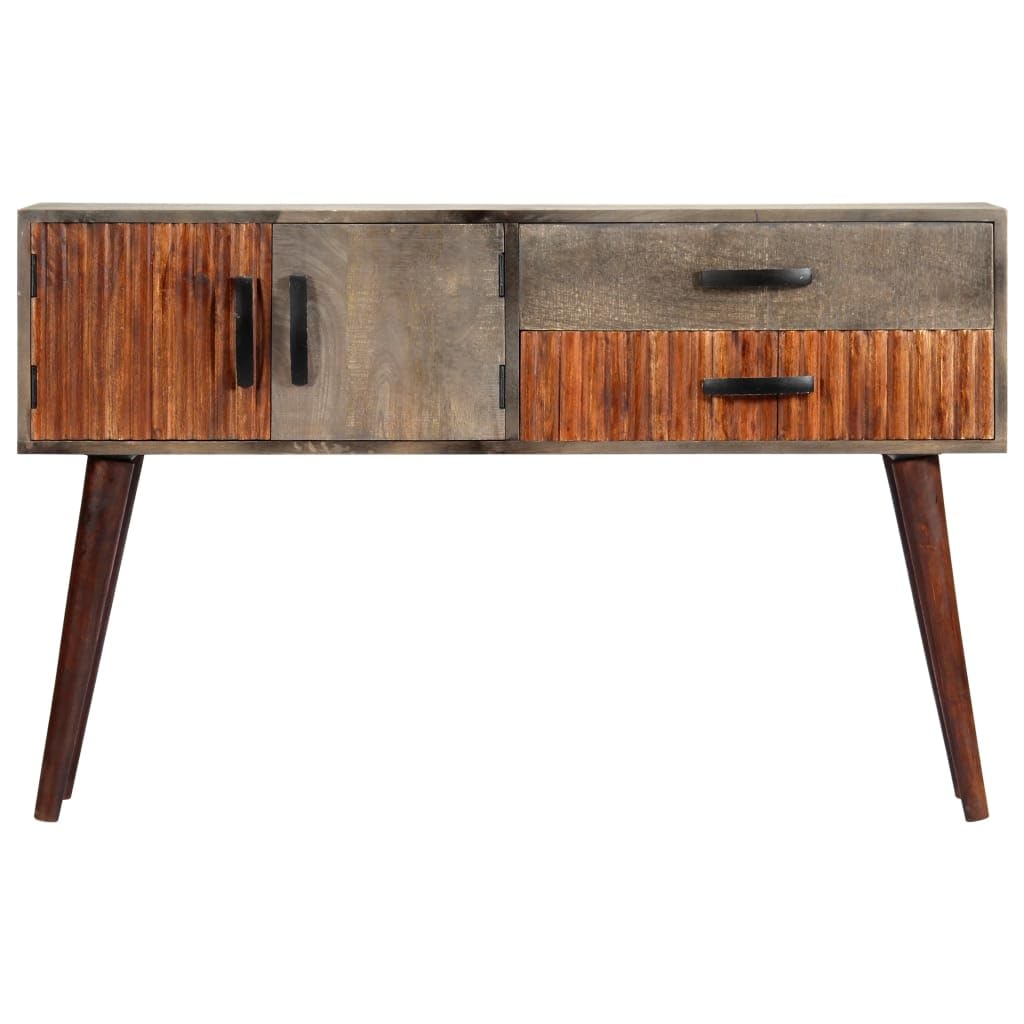 Mesa consola clásica de madera maciza de mango con 2 puertas y 2 cajones, mesa estable y patas robustas para un interior elegante y un almacenamiento práctico