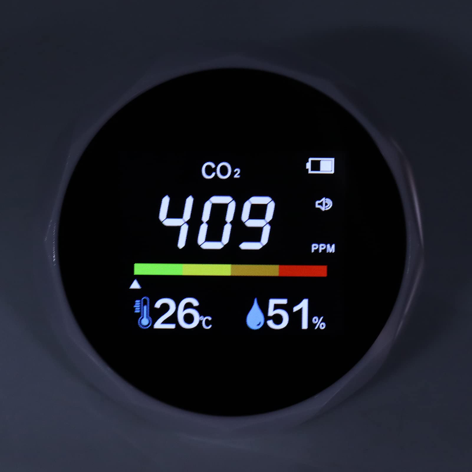 Monitor qualità dell'aria, Monitor CO2 ABS con Ricarica USB, Rilevamento Anidride Carbonica da 400 a 6000 PPM, Display umidità Temperatura, Misuratore a Parete per Palestra Casa Ufficio