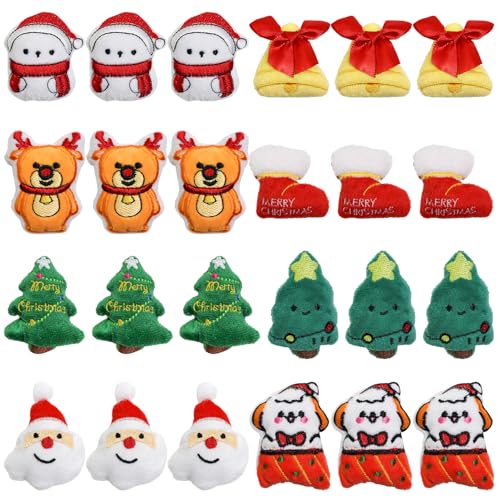 RLXGCZ 24 Pcs Christmas Mini Plushies Toys Soft Mini Set Christmas Stuffed Animals, Santa Reindeer Snowman Tree Bell, Ideal for Desktop Decor DIY...