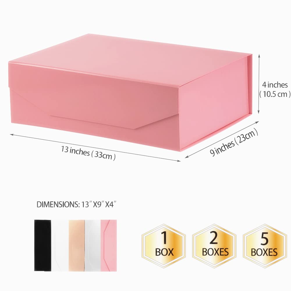 Rosa große Geschenkbox mit Deckel, magnetische Geschenkbox, groß, 33 x 22,9 x 10,2 cm, 5 Stück